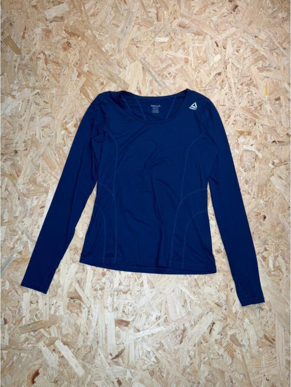 Reebok Womens Long Sleeve Activewear Top Size S Blue Athletic Shirt Thumbholes